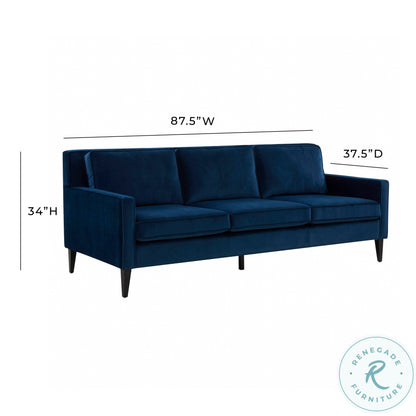 Luna Sapphire Blue Velvet Sofa